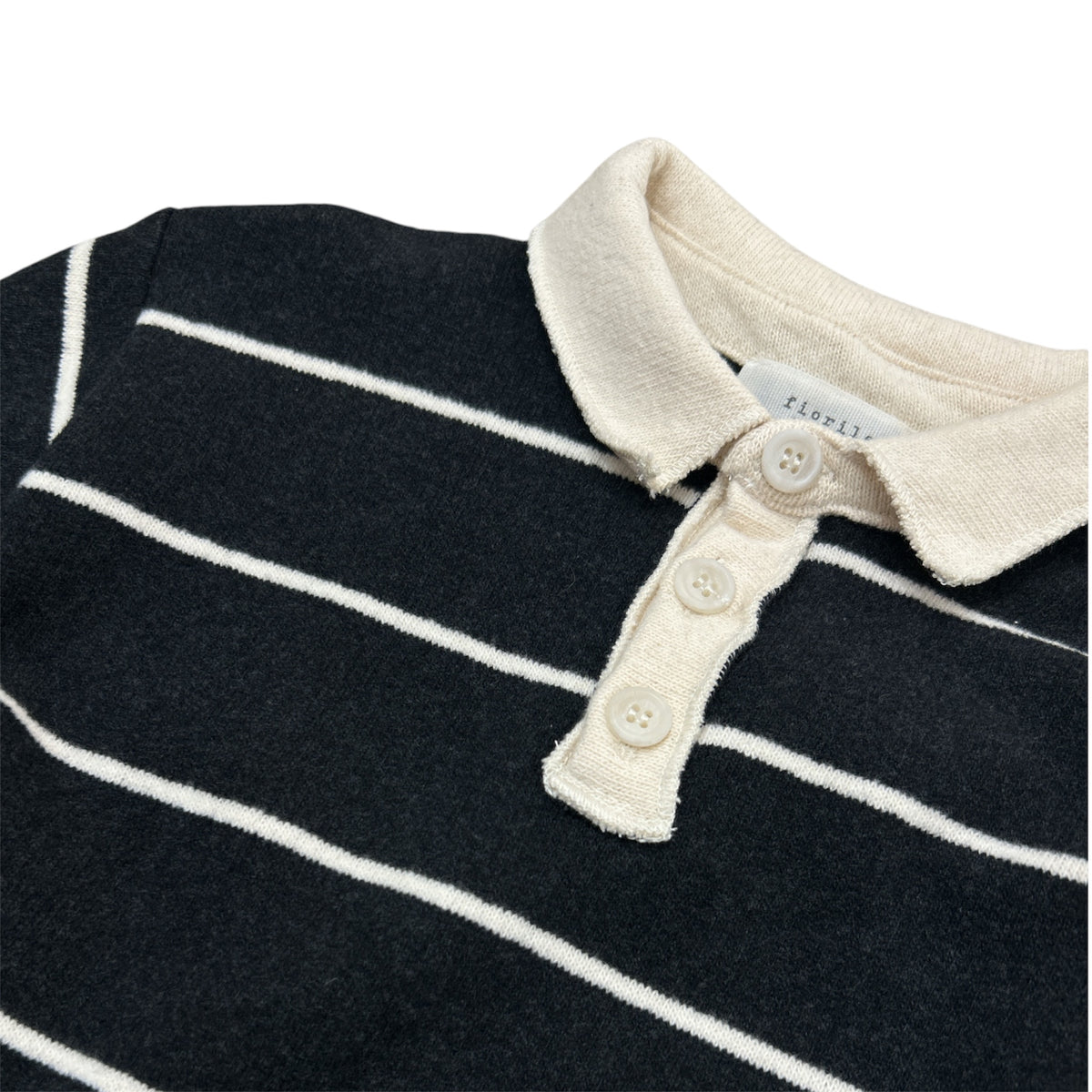 Polo in caldo cotone riga carbone