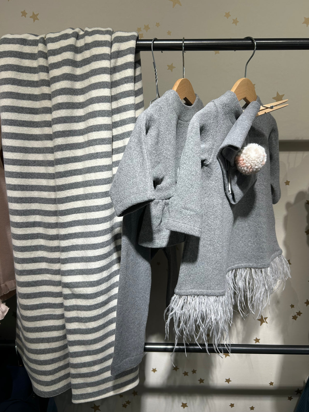 Abito Sele con piume caldo cotone grigio