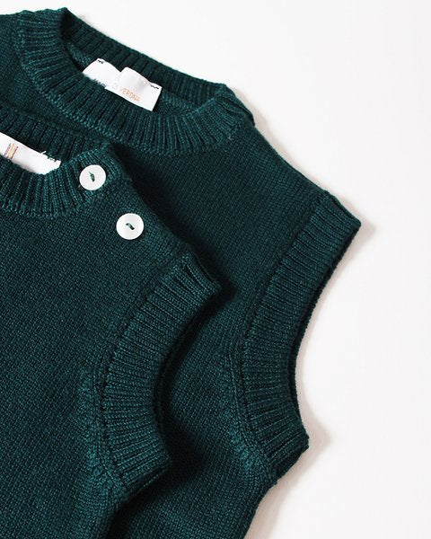 Gilet bambino verde pura lana merino