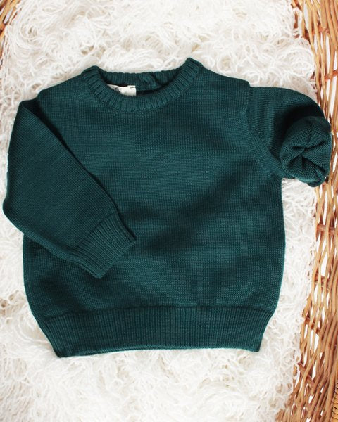 Maglione baby verde pura lana merino extrafine