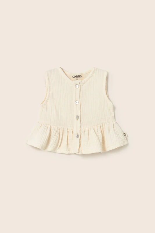 Blusa bianca in mussola di cotone Posy
