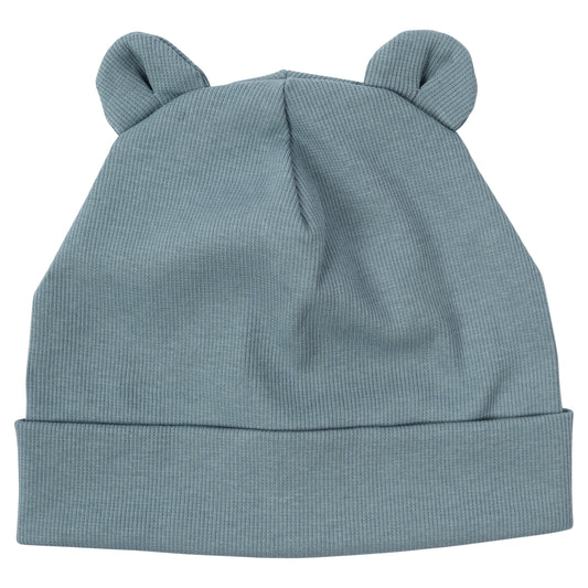 Cuffia azzurra orecchie orsetto cotone BIO