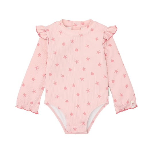 Costume da bagno a maniche lunghe UPF40 Rosa Conchiglie