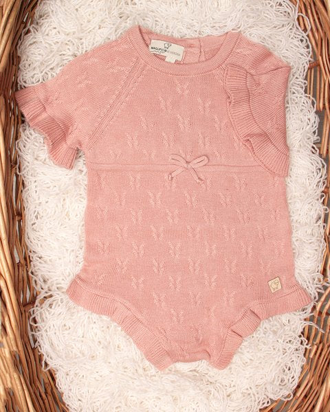 Pagliaccetto rosa neonata puro bamboo e cotone bio