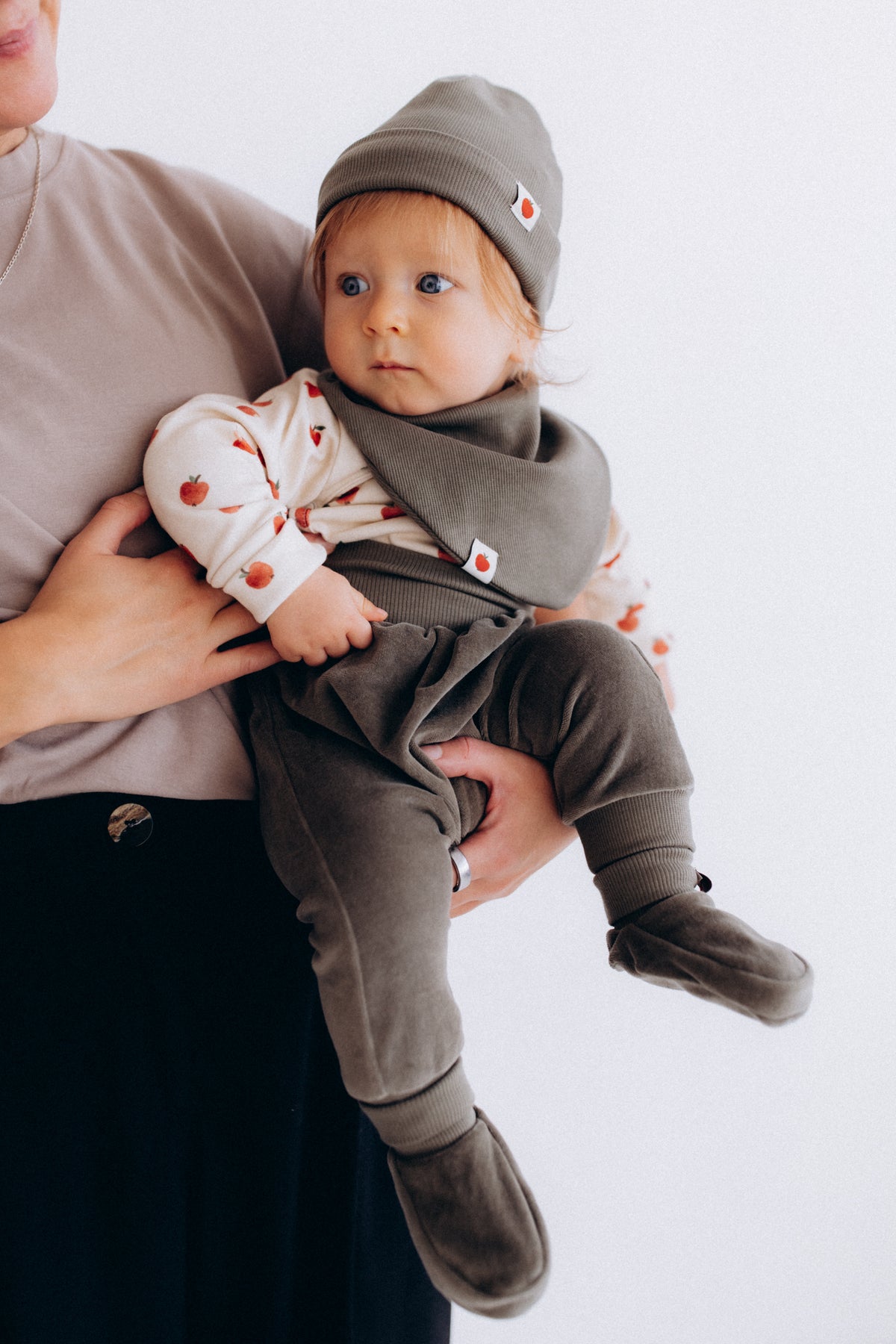 Scarpine neonato verde ciniglia cotone BIO