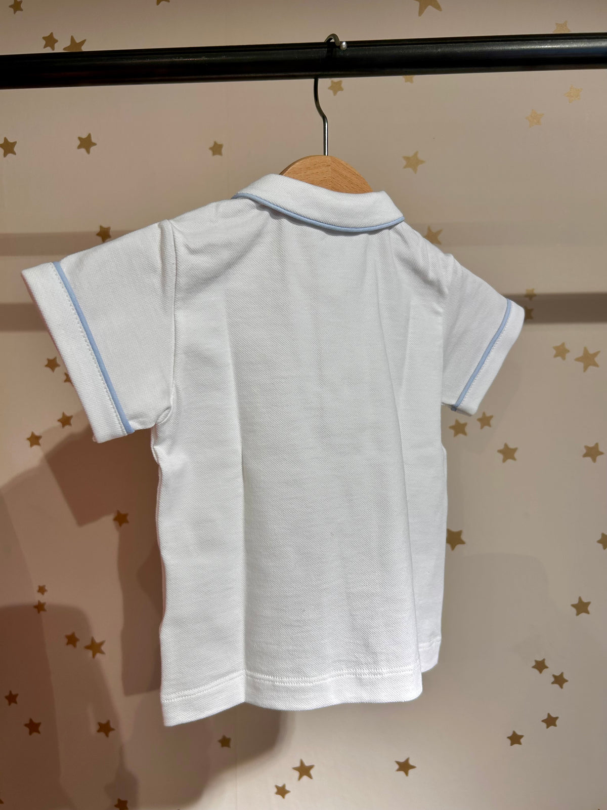 Polo manica corta profilo azzurro