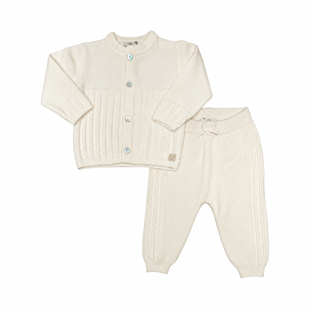 Completo cardigan e pantalone Latte in lana merino extrafine