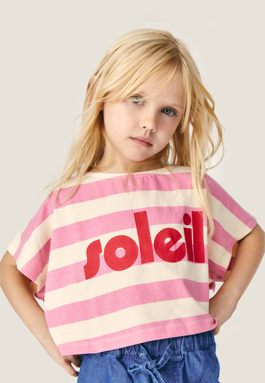 T-shirt riga rosa Soleil