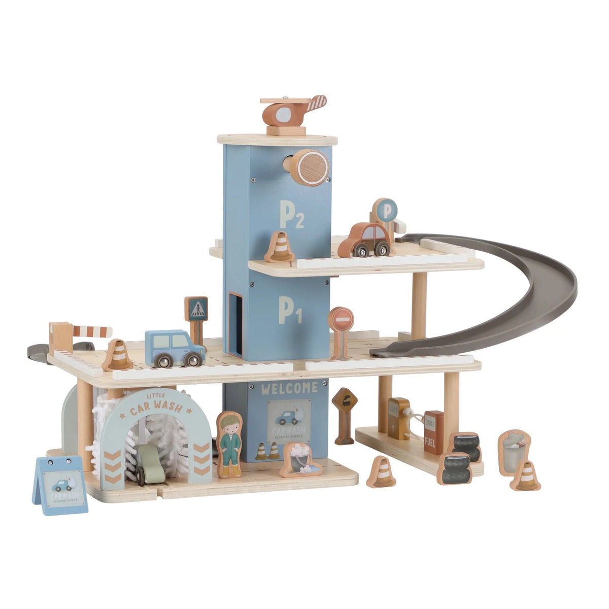 Garage con macchinine in legno