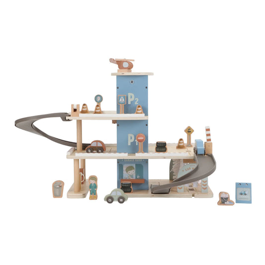 Garage con macchinine in legno