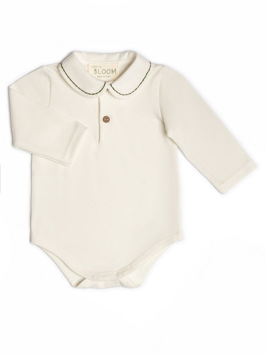 Body colletto ricamo verde