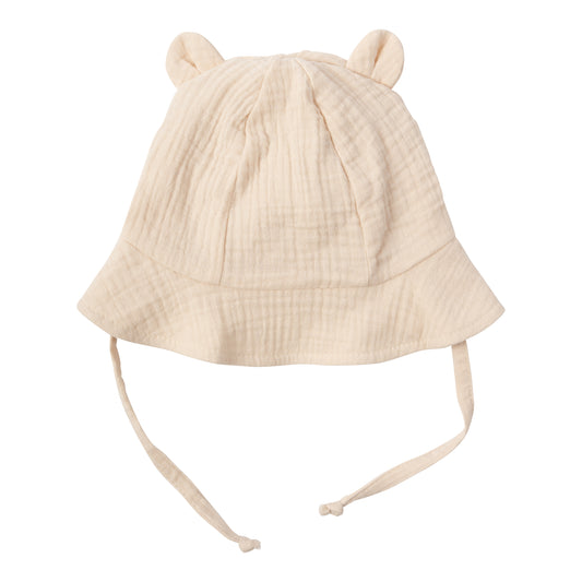 Cappellino in mussola bianco con orecchie