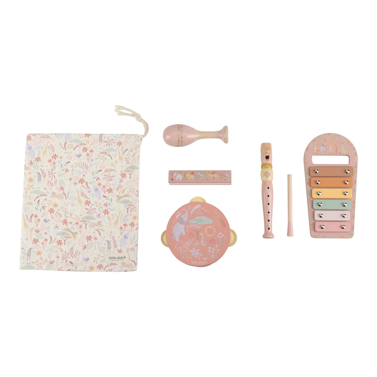 Set musicale in legno rosa Safari Friends