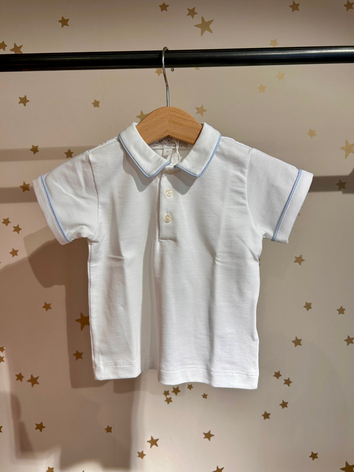 Polo manica corta profilo azzurro