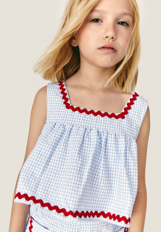 Top vichy azzurro Sylvie
