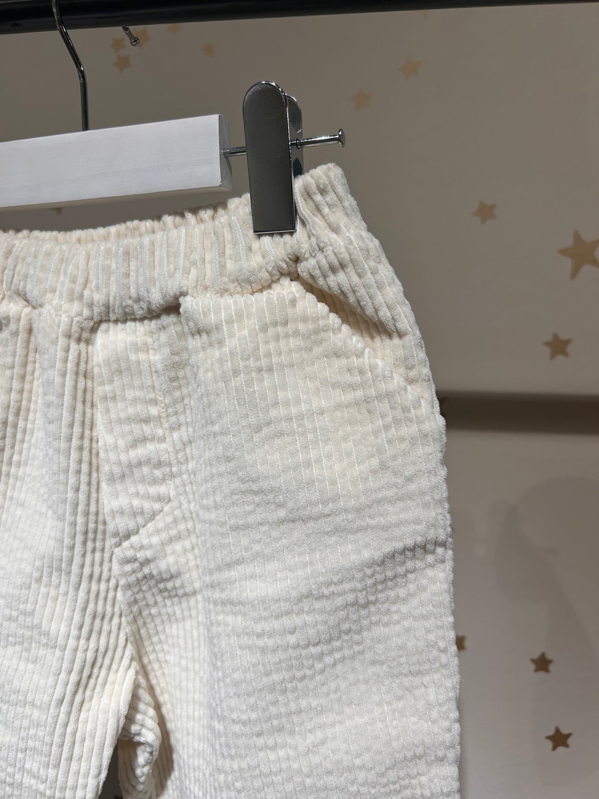 Pantalone baby velluto avorio