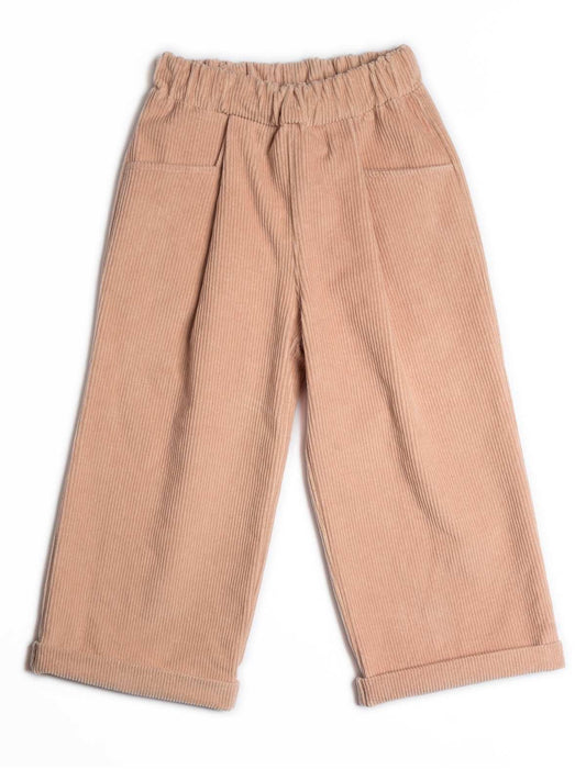 Pantalone velluto rosa ricamo fiori