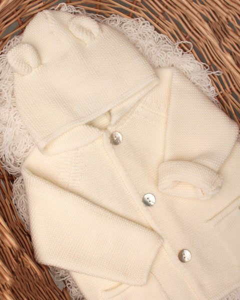 Cappotto orecchiette latte pura lana vergine merino extrafine