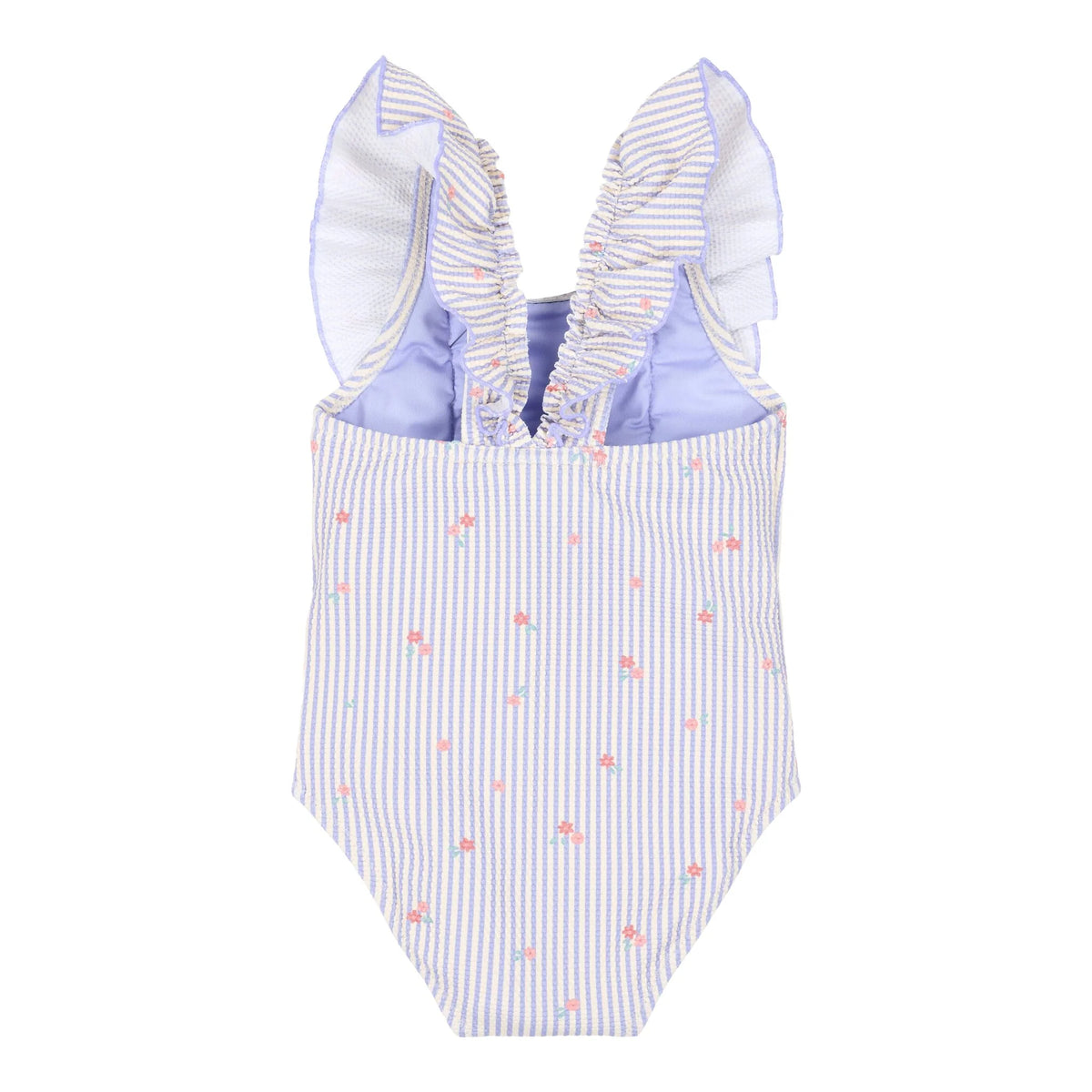 Costume da bagno intero lilla righe/fiori