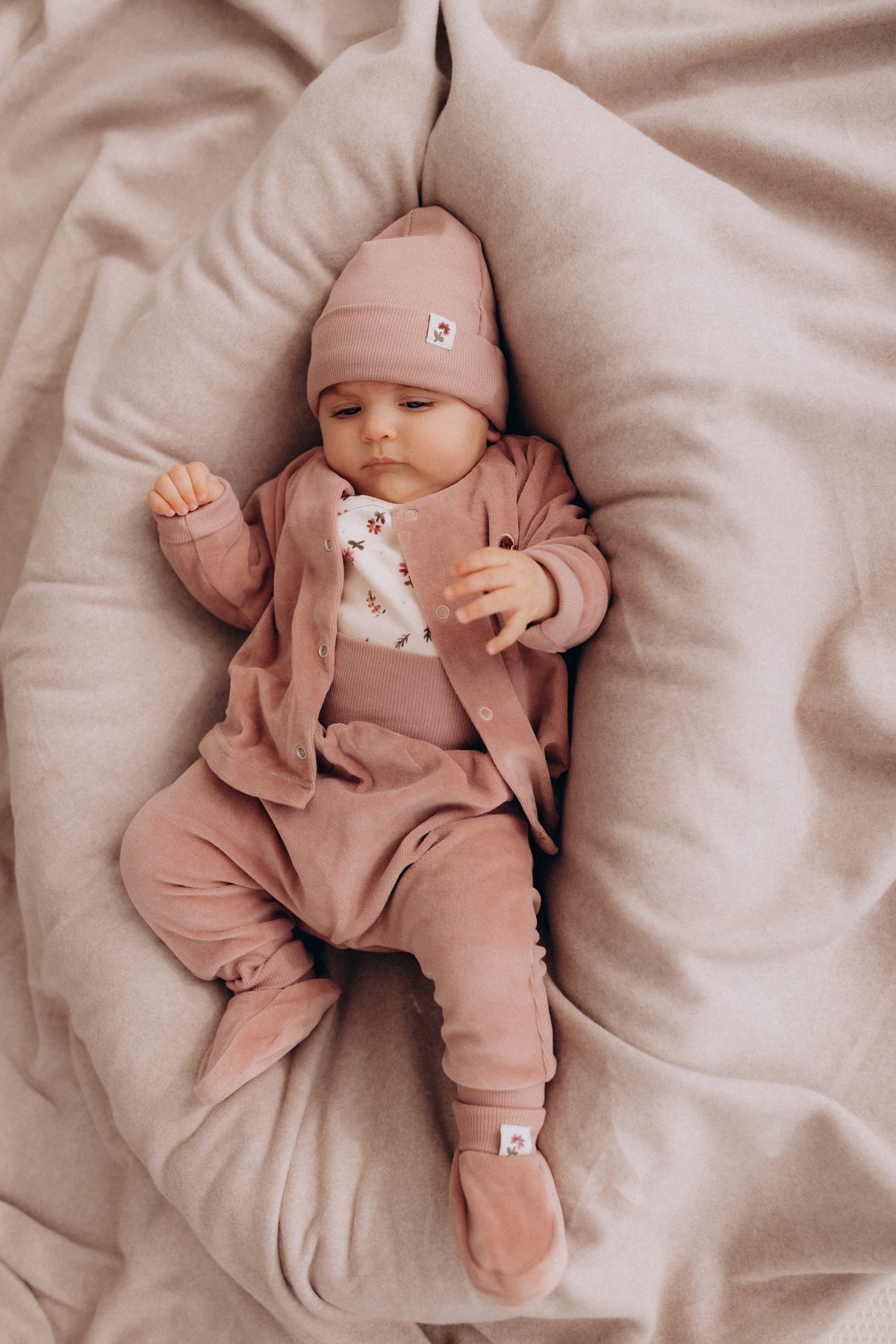 Scarpine neonato rosa ciniglia cotone BIO