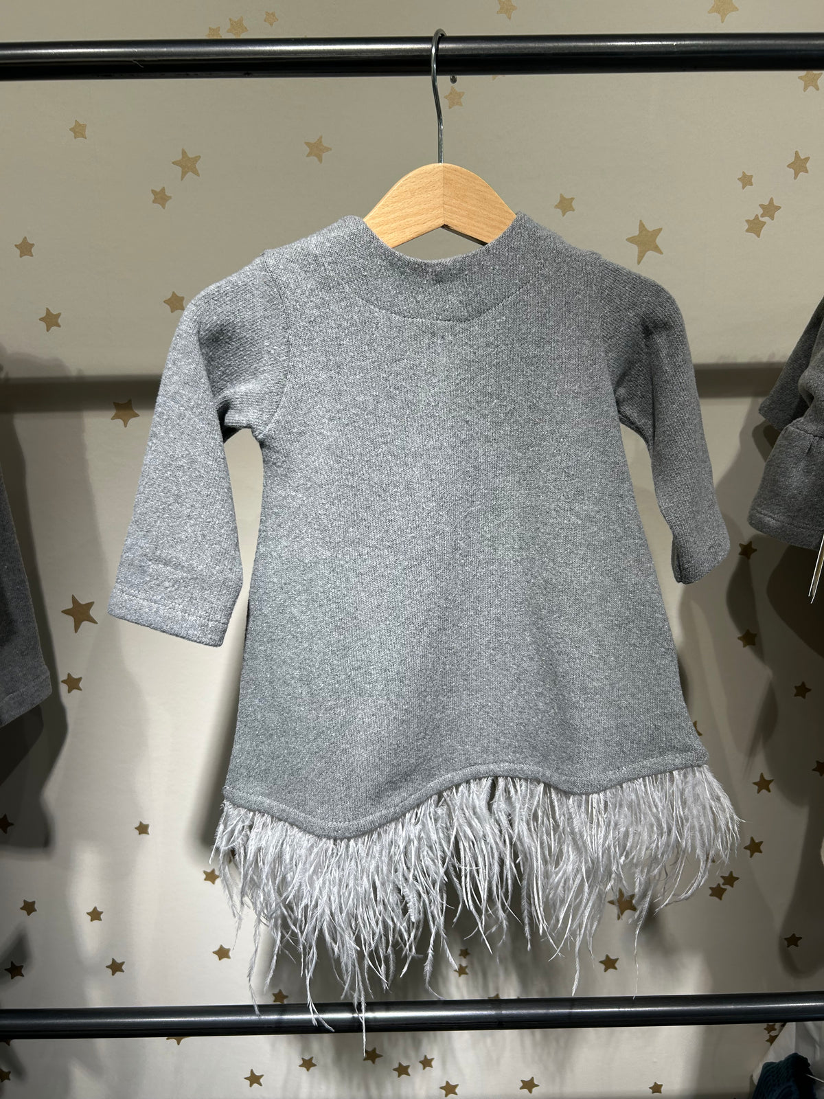 Abito Sele con piume caldo cotone grigio