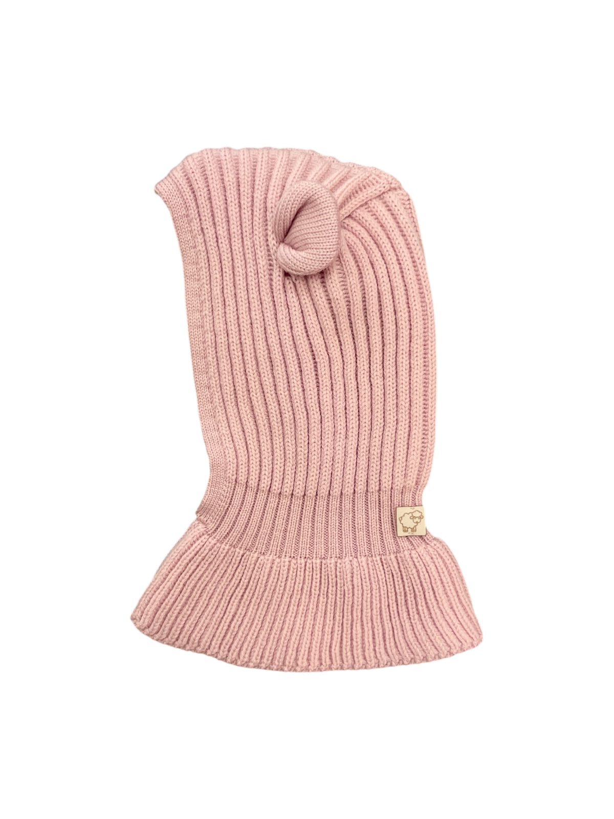Passamontagna orecchie baby rosa pura lana merino