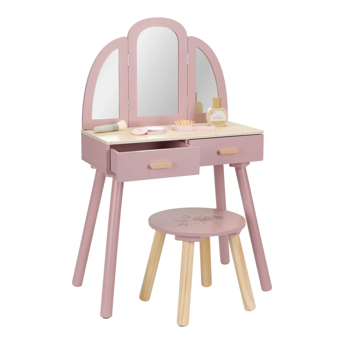 Tavolino beauty rosa in legno