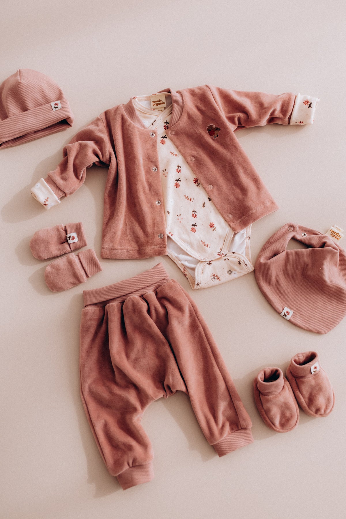 Scarpine neonato rosa ciniglia cotone BIO