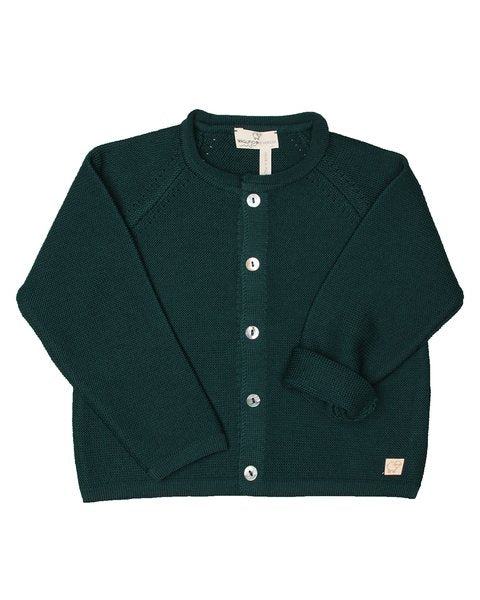 Cardigan baby verde pura lana merino