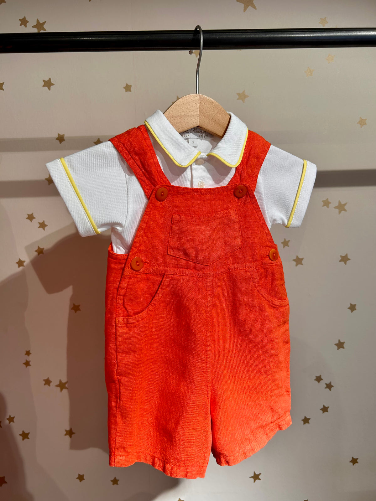 Salopette in lino arancio