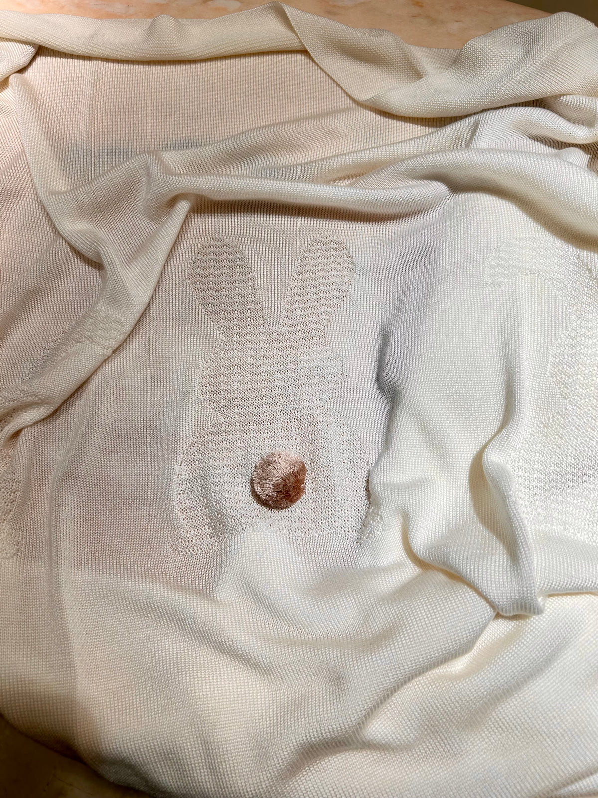 Copertina bianca neonato puro eucalipto little bunny