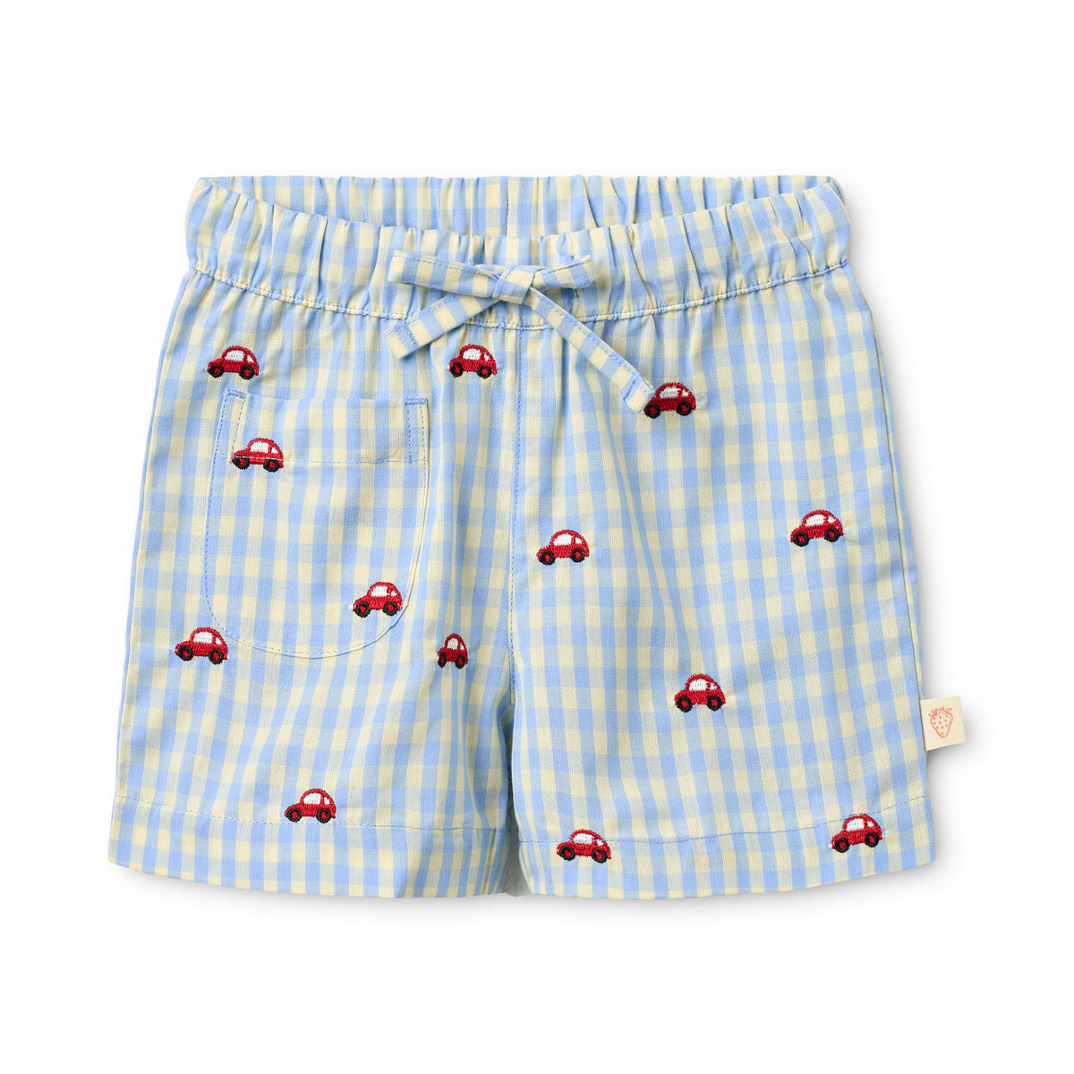 Shorts vichy azzurro ricamo macchinine Albert