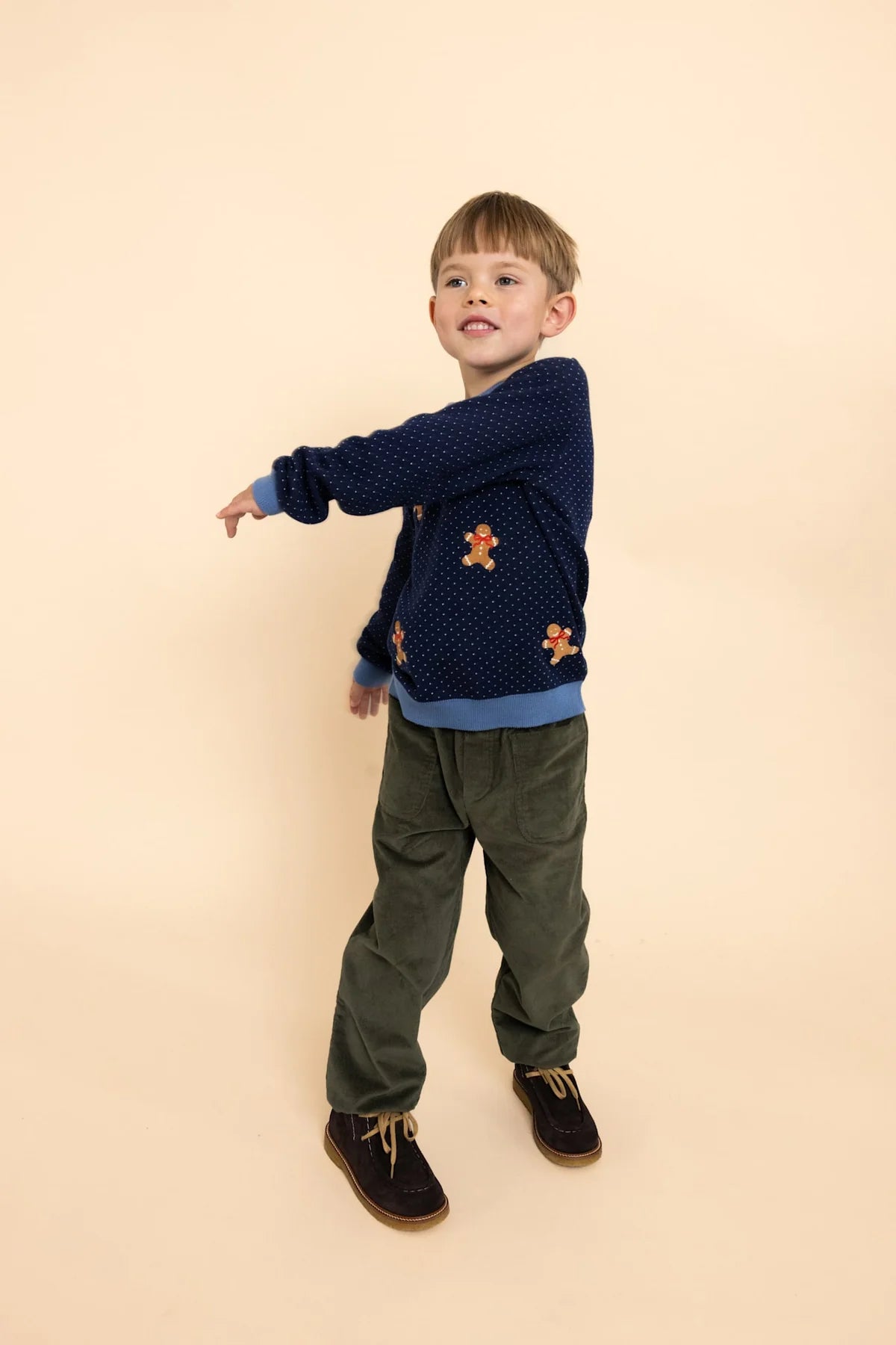 Pantalone velluto verde con bordo finale a quadri Billie
