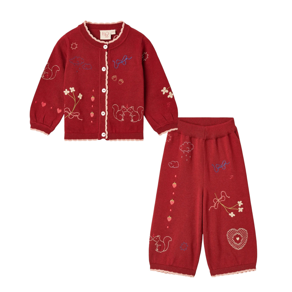 Completo cardigan e pantalone ricamato Agnes