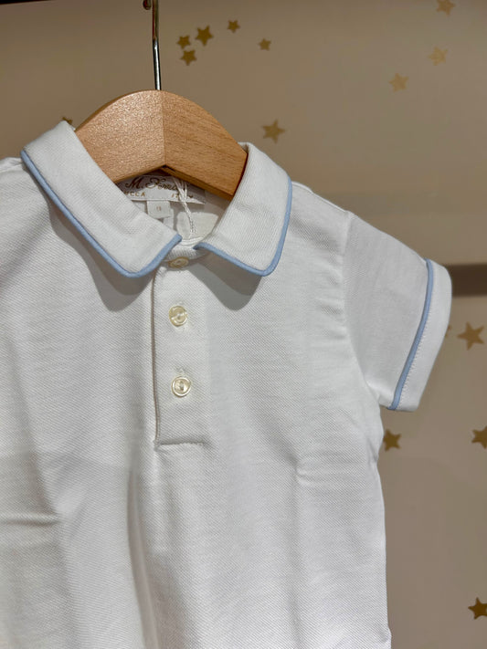 Polo manica corta profilo azzurro