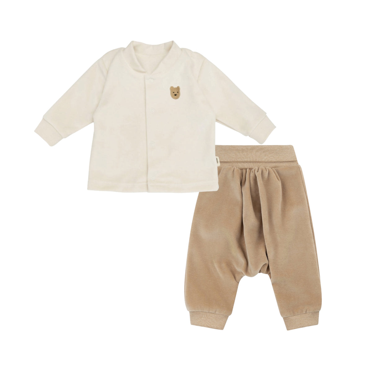Completo cardigan pantalone ciniglia orsetto cotone BIO