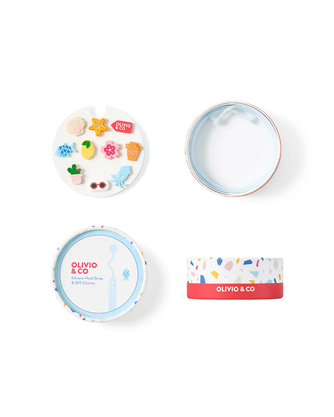 Laccio per occhiali in silicone azzurro con charms