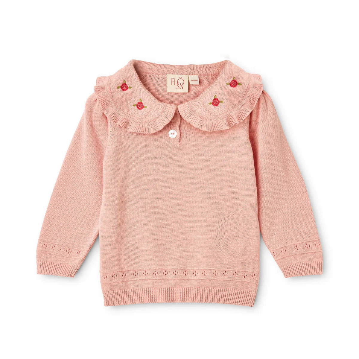 Maglione rosa con collo ricamato Josephine