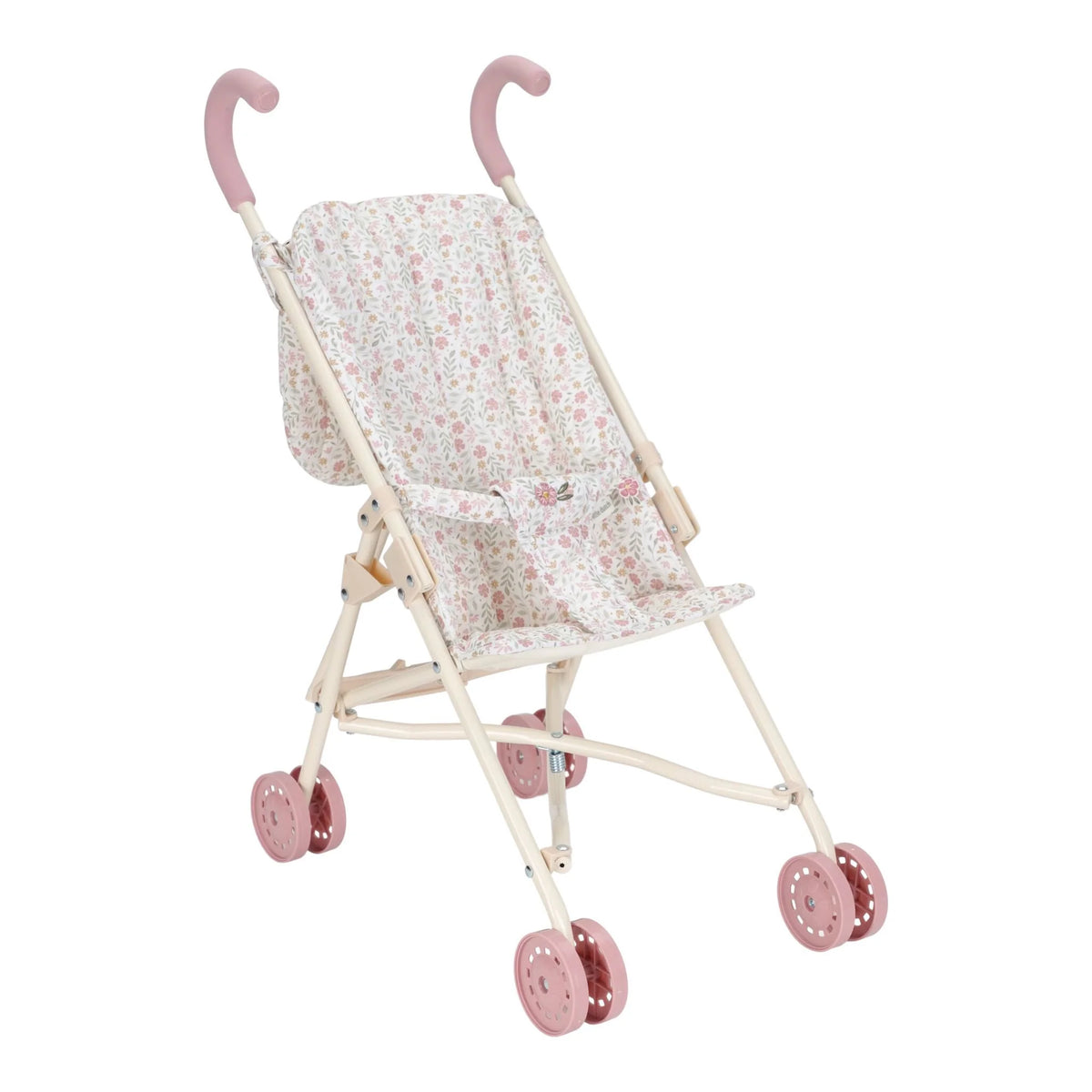 Passeggino bambole in metallo bianco/rosa