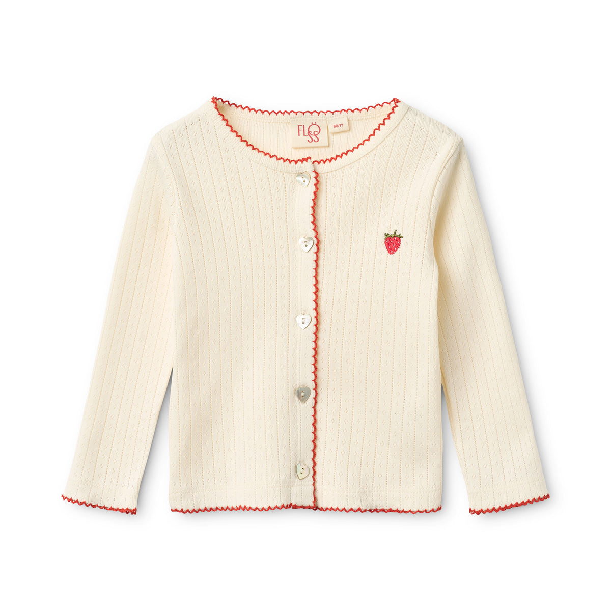 Cardigan bianco ricamo fragola Flora