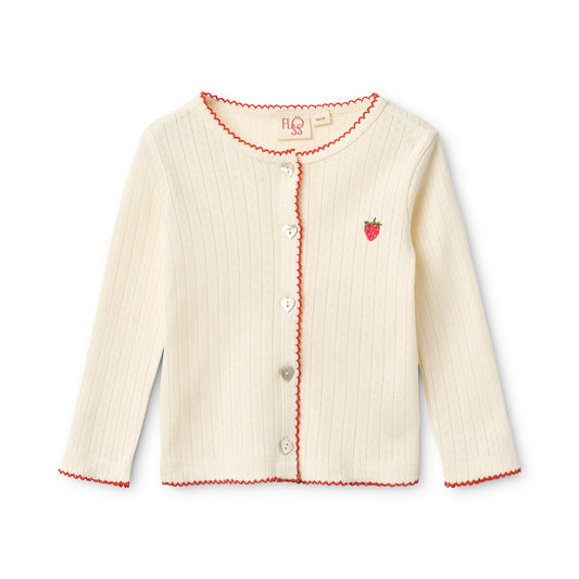 Cardigan bianco ricamo fragola Flora