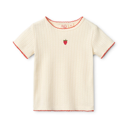 T-shirt ricamo fragola Flora