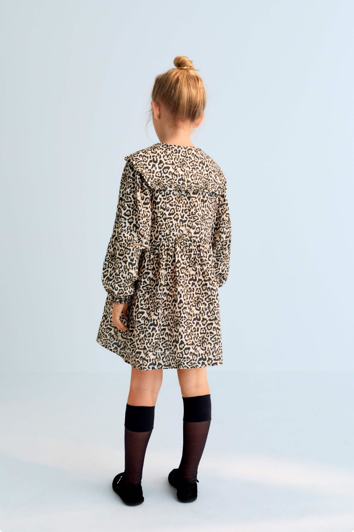 Abito leopardato con maxi collo Nelia