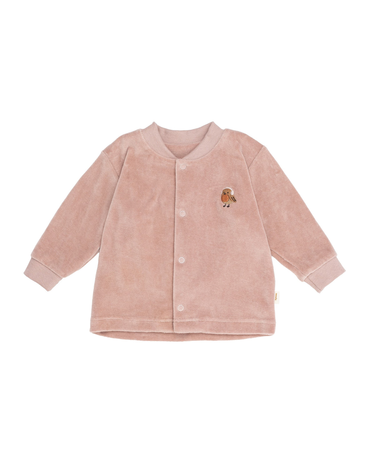Completo cardigan e pantalone ciniglia di cotone BIO uccellino rosa