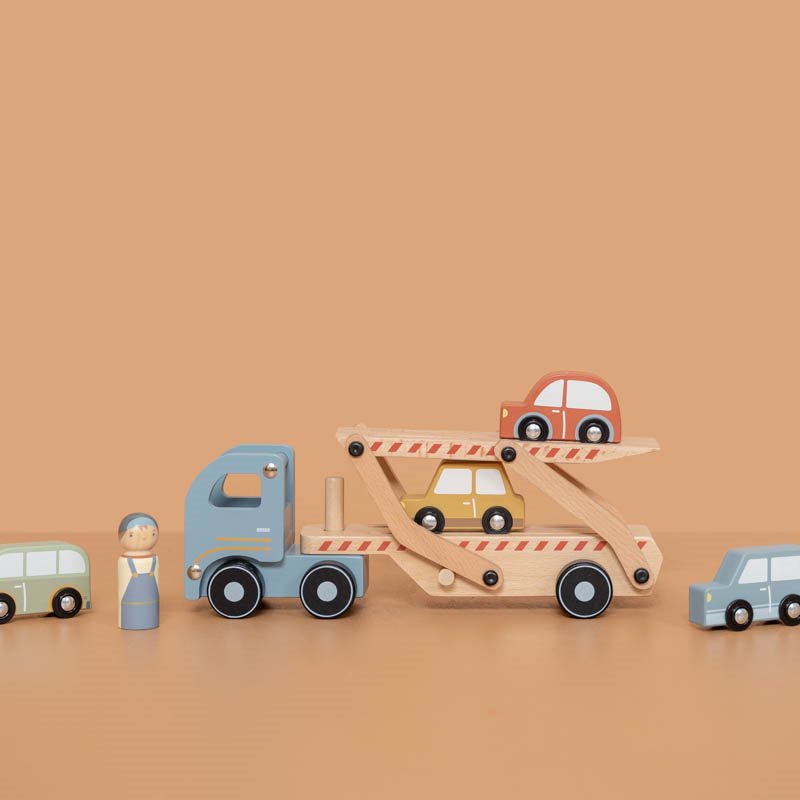 Truck with wooden cars
