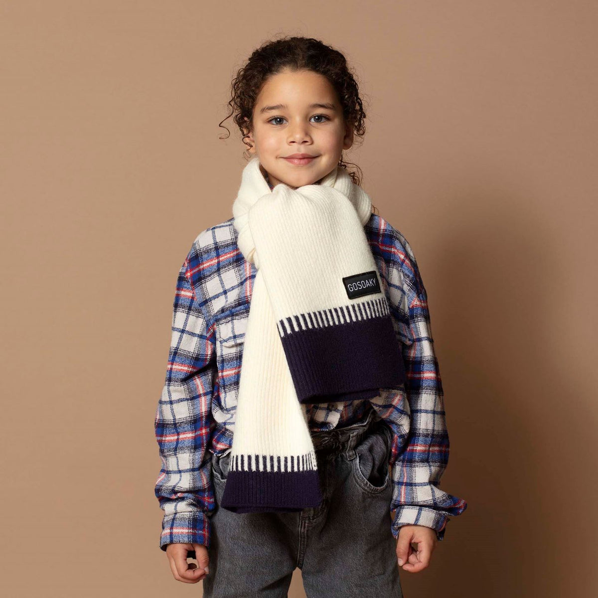 Sciarpa in maglia bicolore Little Dragon, bianca/blu